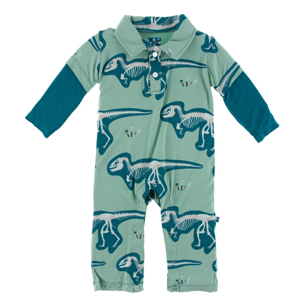 Kickee Pants double layer polo romper